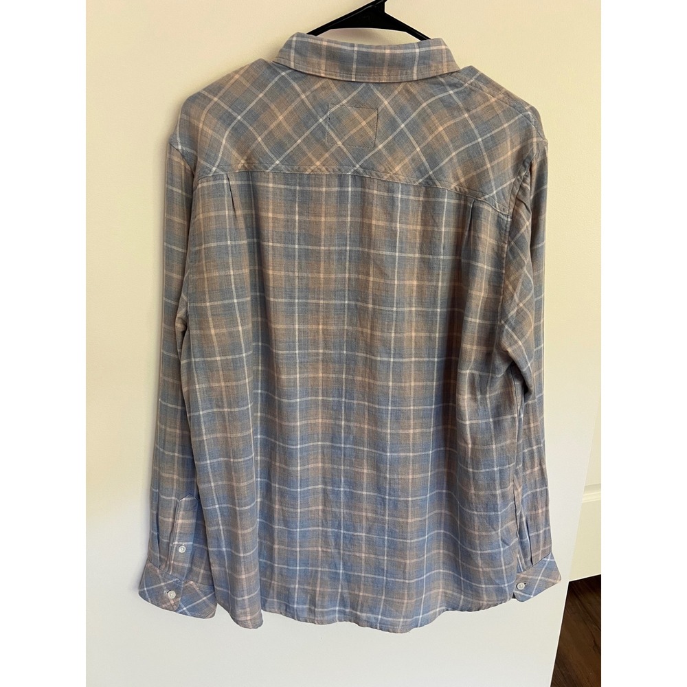Rails Wyatt Shoreline Pach Tide Blue Tan Plaid Cotton Button Down Shirt Mens L‎ - Picture 3 of 8